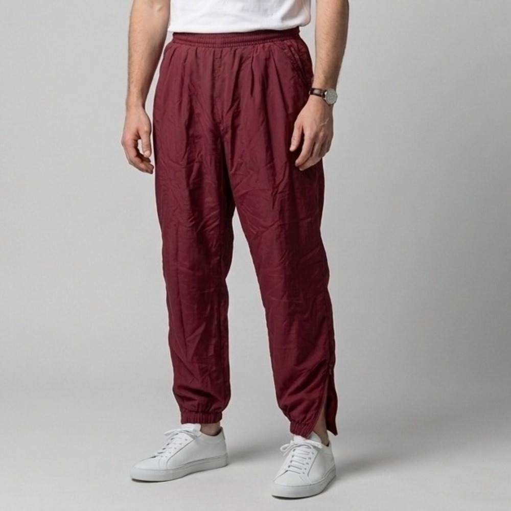 VTG Nike Team Sports Vintage 90s Nylon Track Pants Burgundy Maroon‎ Mens Large L